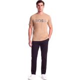 Boss Erkek Regular Fit Yuvarlak Yakalı Logo Detaylı Pamuklu Kısa Kollu Bej T-Shirt 50565630-260 - 4XL