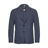 Boss Erkek Slim Fit Çentikli Yaka Çizgi Desenli Yünlü Mavi Ceket 50535015-425 - 48