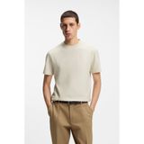 BOSS Erkek Tamamı Monogram Logo Detaylı %100 Pamuklu Kısa Kollu Ekru T-Shirt