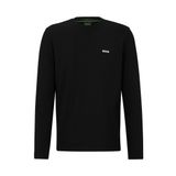 BOSS Erkek Tee Long Regular-Fit uzun kollu tişört, streç pamuk, kontrast logolu, siyah 1, S