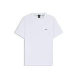 BOSS Erkek Tee Regular-Fit T-Shirt streç pamuk kontrast logolu, Beyaz 100., XS