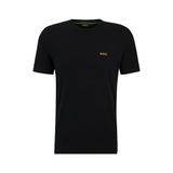 BOSS Erkek Tee Regular-Fit T-Shirt streç pamuk kontrast logolu, Black2, 3XL