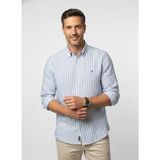 Boss Erkek Uzun Kol Çizgili Düğme Kapama Çentikli Yaka Mavi-Beyaz Gömlek 50560595-459 - 2XL