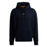 BOSS Erkek WeSmallhood kapüşonlu sweatshirt, pamuk terry malzemeden kontrast renkli logo, Koyu Mavi 404, M
