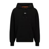 BOSS Erkek WeSmallhood kapüşonlu sweatshirt, pamuk terry malzemeden kontrast renkli logo, siyah 1, L