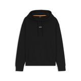 BOSS Erkek WeSmallhood kapüşonlu sweatshirt, pamuk terry malzemeden kontrast renkli logo, siyah 1, S