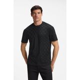 Boss Erkek Yuvarlak Yaka Kısa Kol Tamamı Basklı Regular Fit Siyah T-Shirt 50559821-001 - 3XL