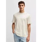 Boss Erkek Yuvarlak Yaka Kısa Kollu Pamuklu Desenli Bej T-Shirt 50536757-131 - XL