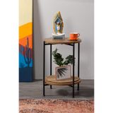 Boss Group Çift Katlı Sehpa Yuvarlak Modern Metal Yan Sehpa - 2 Katlı Kahve Saksı Sehpası Çok Amaçlı Masa Stand
