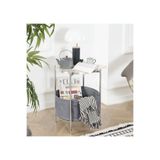 Boss Group Geniş Çantalı Sehpa Metal Dergilik ve Saksı Çiçek Standı Dekoratif Siyah Koltuk Yanı Kahve Masası