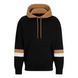 BOSS Hugo Erkek Sweatshirt 50499424 Sullivan Siyah İpli Kapüşon İki Renkli Logo Pamuk AI23, Siyah, S