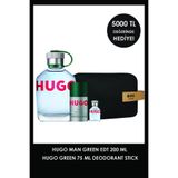 BOSS Hugo Man Green EDT 200 ml + Hugo Man Green Deodorant Stick 75gr & Çanta & Hugo Man 5 ml Set
