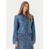 Boss Kadın Dar Kalıp Cep Detaylı Desenli Uzun Kollu Pamuklu Denim Mavi Ceket 50542426-426