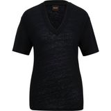 Boss Kadın Regular Fit Kısa Kollu Düz Bisiklet Yaka Siyah T-Shirt 50511242-001 - XL