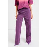 BOSS Kadın Regular Fit, Yüksek Bel, Bol Paça, Günlük Pantolon, Mor, 36