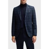 Boss Kareli Yünlü Slim Fit Çift Yırtmaçlı Blazer Ceket Erkek Ceket 50527998 404 - 48 - Lacivert