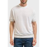 Boss Keten Karışımlı Kontrast Renk Detaylı Bisiklet Yaka T Shirt Erkek T SHİRT 50560491 100