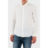 Boss Keten Regular Fit Düğmeli Yaka Logolu Gömlek Erkek Gömlek 50520283 100 - Beyaz