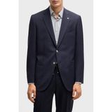 Boss Mikro Desenli Yün Regular Fit Yırtmaçlı Apaş Yaka Ceket Erkek Ceket 50535049 404 - Lacivert - 52