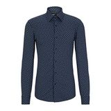 BOSS Monogram Baskılı Slim Fit Streç Gömlek Erkek, Açık Mavi, 40 Beden