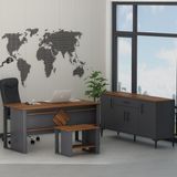 Boss Ofis Takımı 3'lü Set - Masa Sehpa Konsol Antrasit - Kemençe (Sandalye Dahil Değildir) - Antrasit - Ceviz