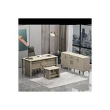 Boss Ofis Takımı 3'lü Set - Masa Sehpa Konsol Kumtaşı - Traverten (Sandalye Dahil Değildir) TYC025409494d296219cd28b