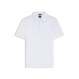 BOSS Palosh 30 Slim-Fit erkek polo tişört, pamuk, kauçuk logo, Beyaz 100, M