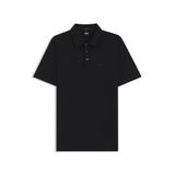 BOSS Palosh 30 Slim-Fit erkek polo tişört, pamuk, kauçuk logo, Siyah, M