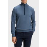 Boss Pamuk ve Kaşmir Karışımlı Regular Fit Yarım Fermuarlı Dik Yaka Kazak Erkek Kazak 50527585 495 - Mavi - XL