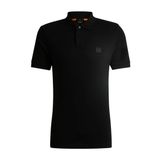 Boss Passenger Siyah 1 Slim-Fit Streç Pamuk Logo Yamalı Polo Erkek T-shirt