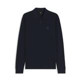 Boss Passerby Koyu Mavi 404 Slim-Fit Streç Pamuk Logo Yamalı Uzun Kollu Polo Erkek T-shirt