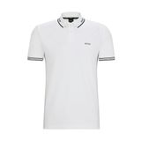 BOSS Paul Slim-Fit erkek polo tişört, streç pamuk, markalı, Beyaz 100., 3XL