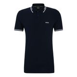 BOSS Paul Slim-Fit erkek polo tişört, streç pamuk, markalı, Koyu Mavi 402, S