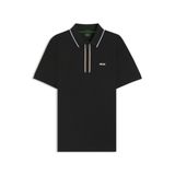 BOSS Philix GOC Slim-Fit erkek polo tişört, hızlı kuruyan streç pamuk, Siyah, 3XL