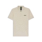 BOSS Philix TOC JQ erkek spor polo tişört, monogram jakarlı renk geçişli ve hızlı kuruma özellikleri, Bej 284, M