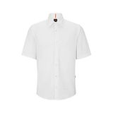 BOSS Rash 2 Regular-Fit erkek gömleği, Oxford pamuk, Beyaz 100., XS