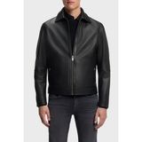 Boss Regular Fit Klasik Yaka Fermuarlı Hakiki Deri Ceket Erkek Deri Ceket 50552141 001 - Siyah
