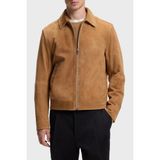 Boss Regular Fit Klasik Yaka Süet Deri Ceket Erkek Deri Ceket 50563869 260 - 52 - Bej