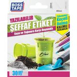 Boss Tape 30 Adet Suya Dayanıklı, Yazılabilen Şeffaf Etiket Baharatlık ve Saksılar İçin - 20 Adet