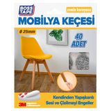 Boss Tape 3m Yapışkanlı 40 Adet 25MM Gri Mobilya Sandalye Masa Ayağı Keçesi