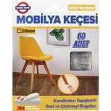 Boss Tape 3m Yapışkanlı 60 Adet 20MM Gri Mobilya Sandalye Masa Ayağı Keçesi