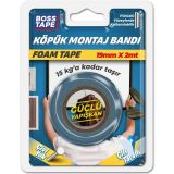 Boss Tape Çift Tarafli Köpük Aksesuar Montaj Bandi 15 kg, 19 mm x 2 Metre Boyut