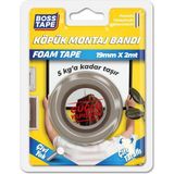 boss tape çift taraflı köpük asma bandı 19 mm x 2 metre beyaz 5kg bt-01012 - Yok