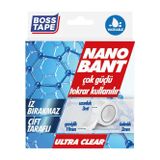 Boss Tape Nano Bant 3 Metre Çok Güçlü Çift Taraflı Şeffaf Yıkanabilir 19 Mm X 3 Metre