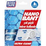 Boss Tape Nano Bant 3 Metre Çok Güçlü Çift Taraflı Şeffaf Yıkanabilir En:19mm