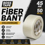 Boss Tape Şeffaf Fiber Bant 45 mm x 50 Metre Güçlendirilmiş Cam Elyaf Takviyeli Ambalaj ve Koli Bandı