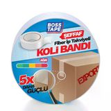 Boss Tape Takviyeli Lifli Koli Bandı Şeffaf 45 Mm X 25 Mt (6'Li Paket)