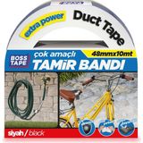 Boss Tape Tamir Bandı Siyah Bez En:48mm Boy:10mt Duct Tape Çok Amaçlı Kullanım - 48 mm x 10 mt