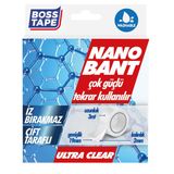 Boss Tape Tarafli Nano Bant, 19 mm x 3 mt Boyut, Seffaf Çift