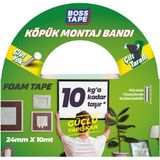 Boss Tape Yüksek Yoğunluklu Siyah Köpük Çift Taraflı Aksesuar Montaj Bandı En:24mm Boy:10mt